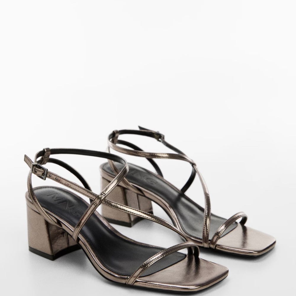 Mango Ankle-cuff heeled sandals